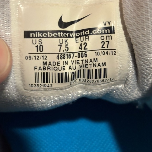 Nike Max Run Lite 3 Running Shoes 488167-006 Womens Size 10 Aqua Yellow Grey - Picture 8 of 10